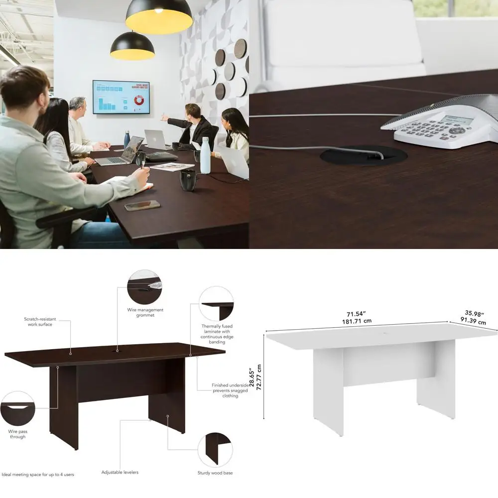 

Стол для конференций Bush Businurniture, 72 дюйма, с деревянным основанием, для совещаний в переговорной комнате или для 6 пользователей, цвет мока-вишня