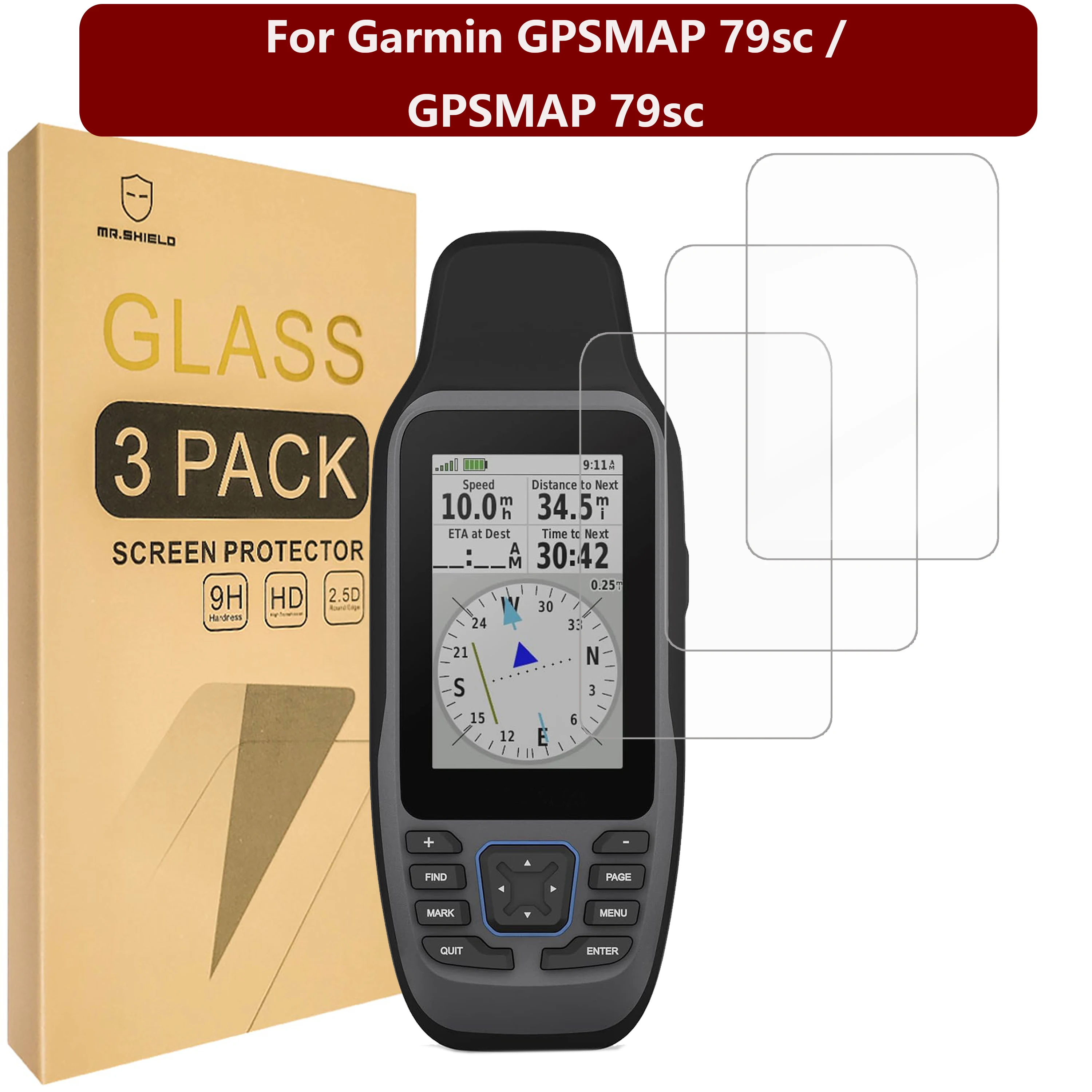 

Mr. Защитный экран совместим с Garmin GPSMAP 79sc / GPSMAP 79sc [закаленное стекло] [3 шт. в упаковке] [Японское стекло]