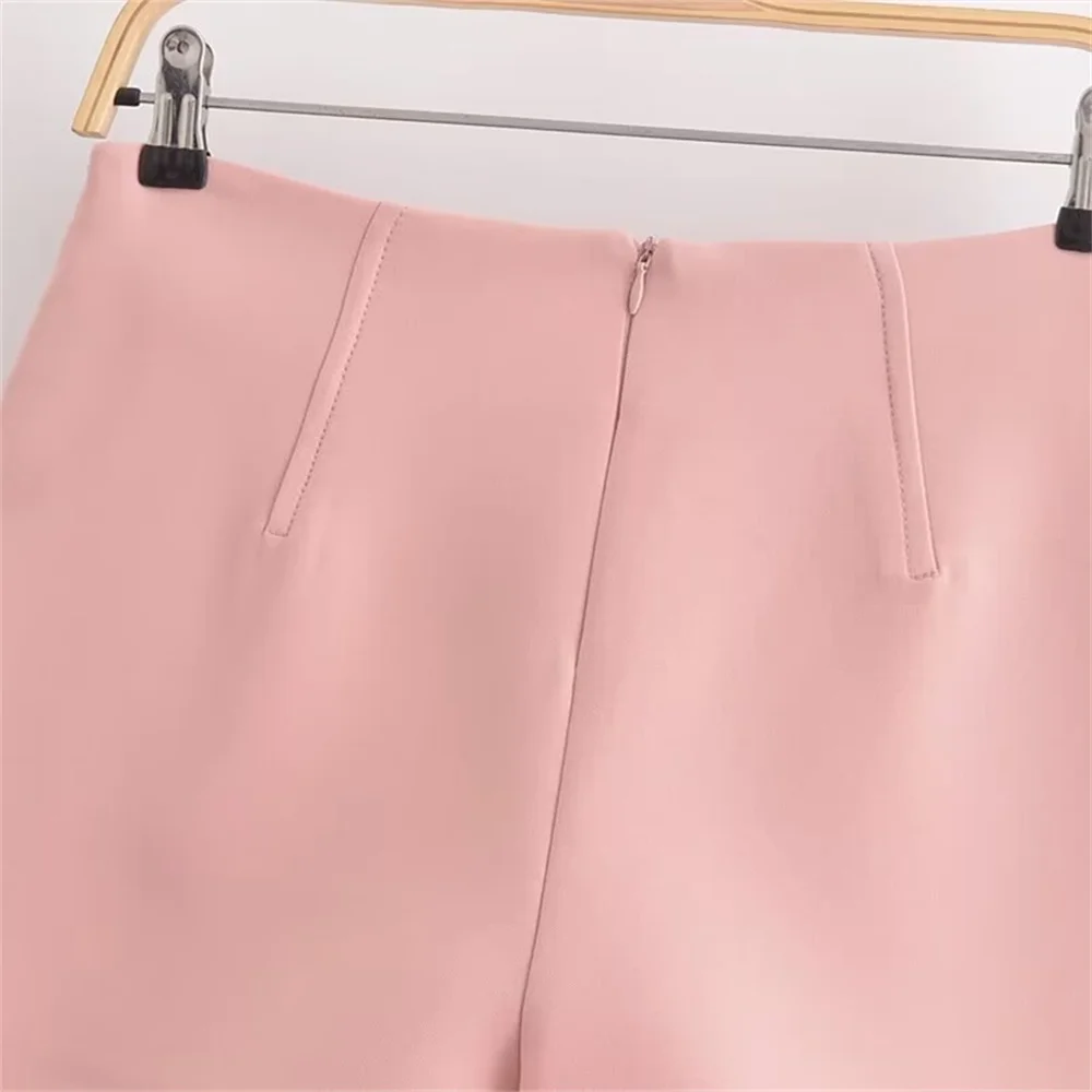 PB&ZA2024 Summer New Product Fashion Casual Women\'s High Waist Versatile Half body Skirt Pants Straight Leg Shorts