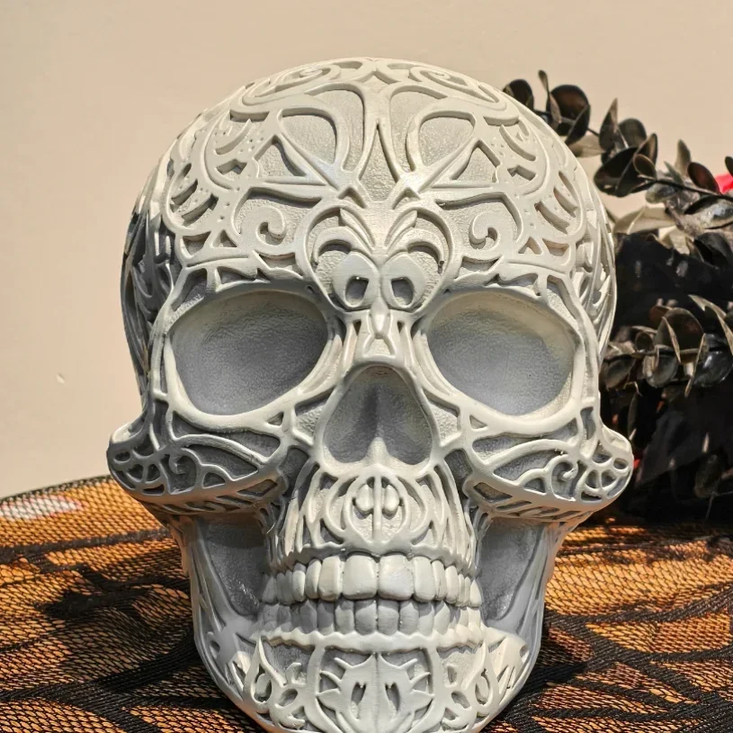 Halloween Resin Patterned Skull Head Home Decor for Bedroom Living Room Studyand Entryway
