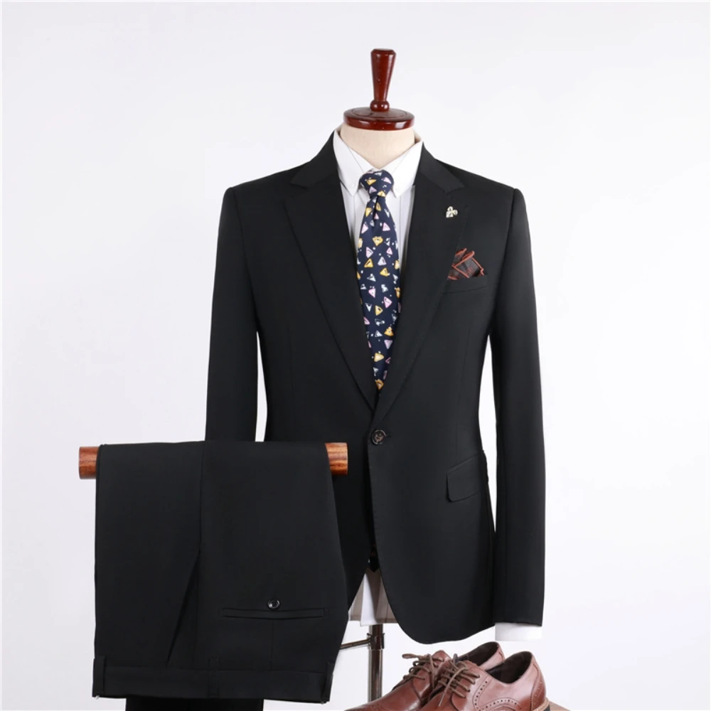 Smooth One Button Suit Set For Men Two Pieces Vintage Plus Size Celebrity Tuxedo Modern Groom Wear Interview In Stock Outfit
