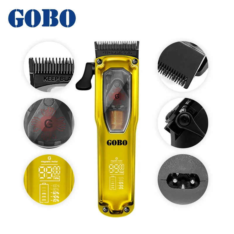 GOBO Clipper 9900 RPM upgraded maglev motor professional hair salon hair clipper plastic cover rechargeable