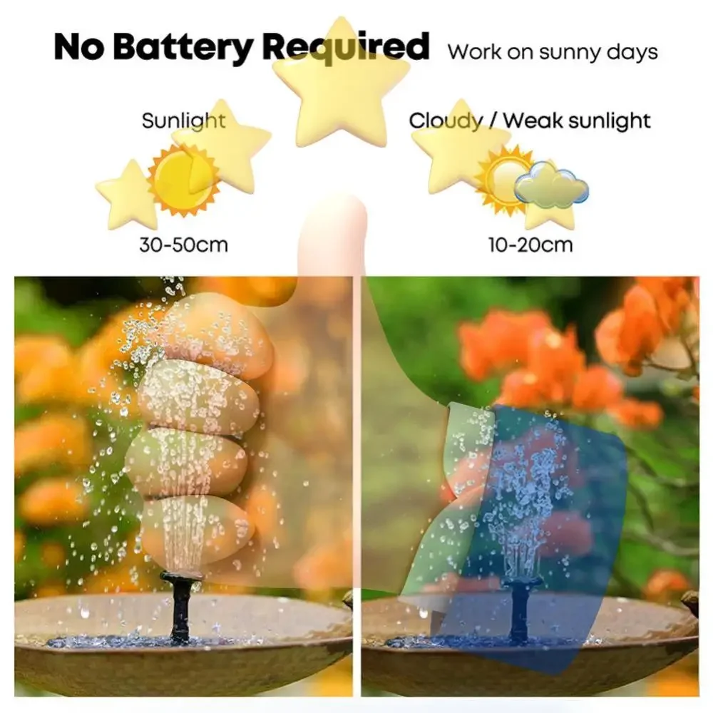 

Плавающий солнечный фонтан для сада и пруда, купальня для птиц, комплект водяного насоса на солнечных батареях с 6 распылителями, садовый декор