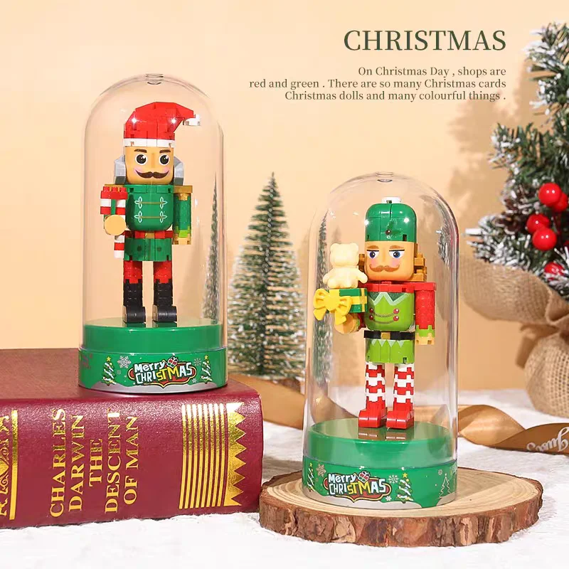 Retro Soldier Shaped Creative Miniature Building Block Model Christmas Home Ornament DIY Educational Kids Toys Holiday Gifts