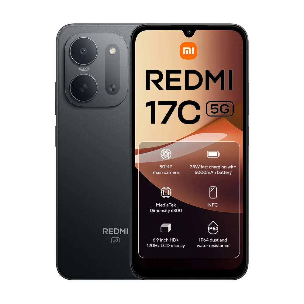 Xiaomi REDMI 17C 5G Global Version Smartphone, Ultra HD, immersief 6,9 inch 120Hz scherm, 50MP AI-camerasysteem, grote 6000mAh batterij, 5G mobiel met Dual SIM, geschikt voor gamen, video en dagelijks