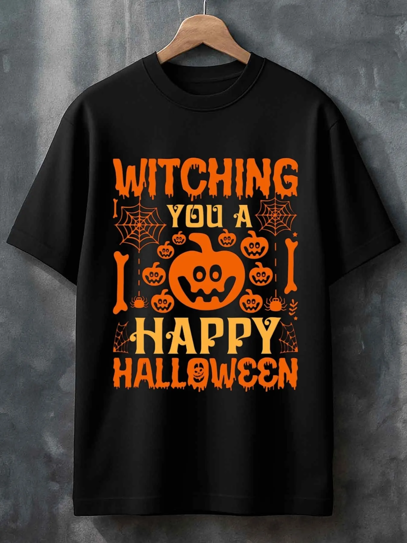 

Top Pick Local1pc 180gsm Heavyweight Black Cotton Halloween T-Shirt