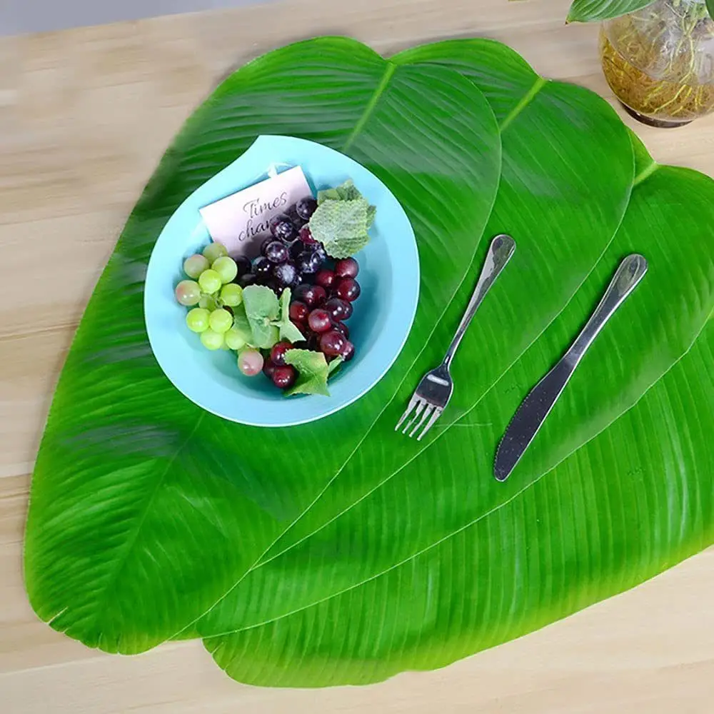 1Pcs Heat Resistant Artificial Banana Leaf Coasters Decor Simulation Table Mats Home Garden Kitchen Placemats view 4
