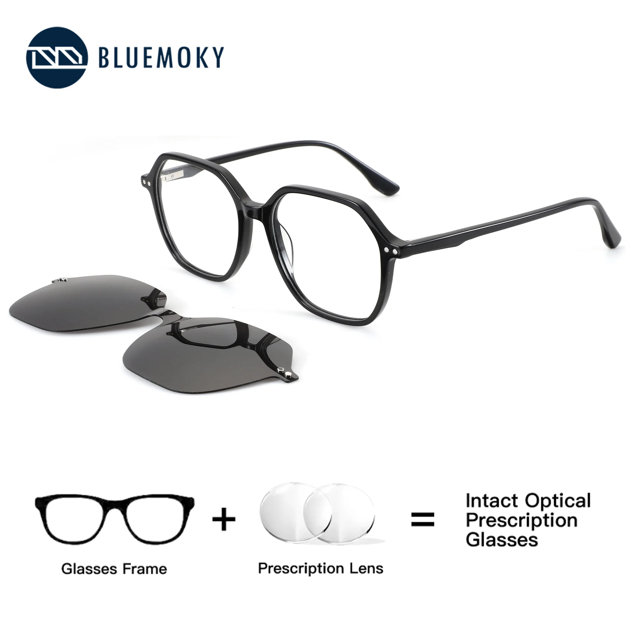 BLUEMOKY Metal Rectangle Prescription Glasses Men Computer Glasses with Blue Light Filter Correction Vision Men's Myopia Glasse