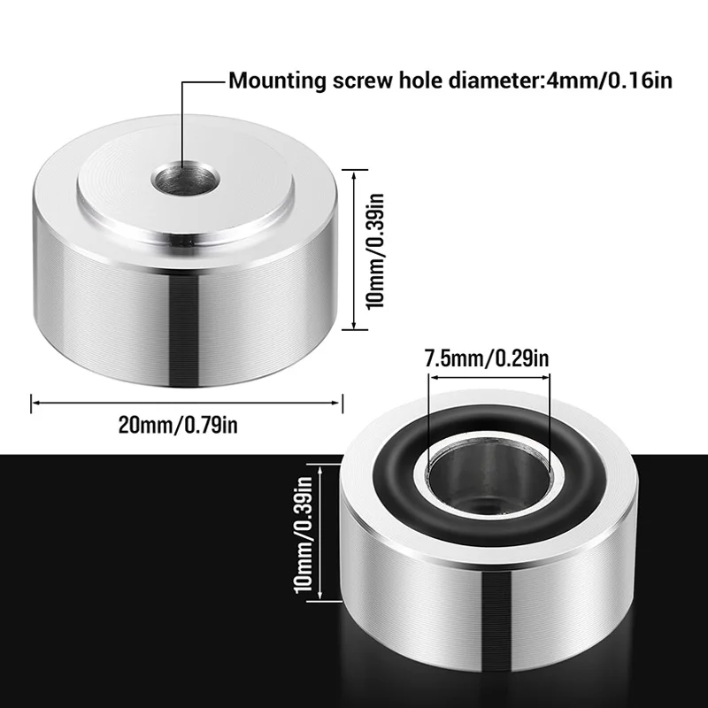 Supports inconnu des chocs pour haut-parleurs stéréo audio, coussretours de pieds d'amortissement pour amplificateur, clous de pied en alliage d'aluminium