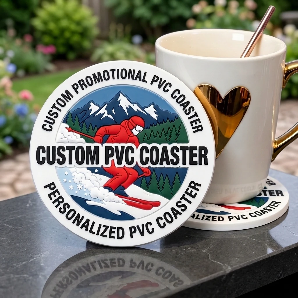 Custom Printed PVC Cup Coaster Personalized Round Drink Mat Non‑Slip Heat Insulation Pad Tabletop Ornament For Business Gift
