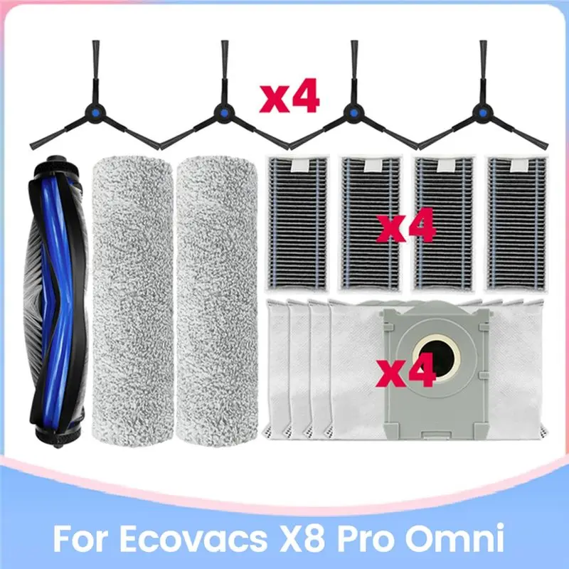 

A24F-15PCS роликовая боковая щетка Hepa фильтр пылесборник замена для Ecovacs Deebot X8 Pro Omni детали пылесоса