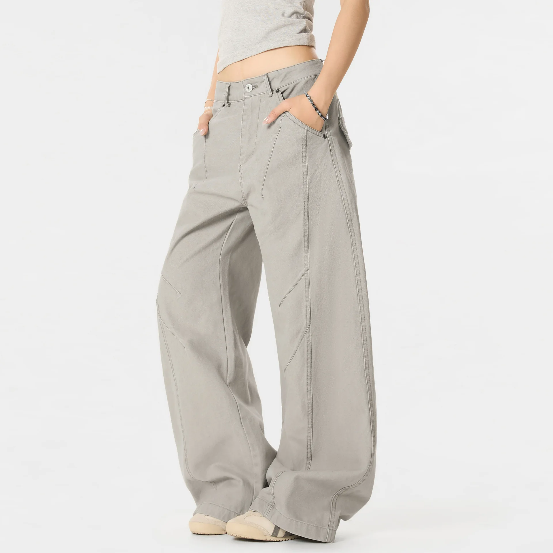 

OR FL Ретро Water Washing Logging 100, хлопковые женские брюки-карго, мешковатые дизайнерские брюки с изогнутыми ножными брюками, женские широкие брюки