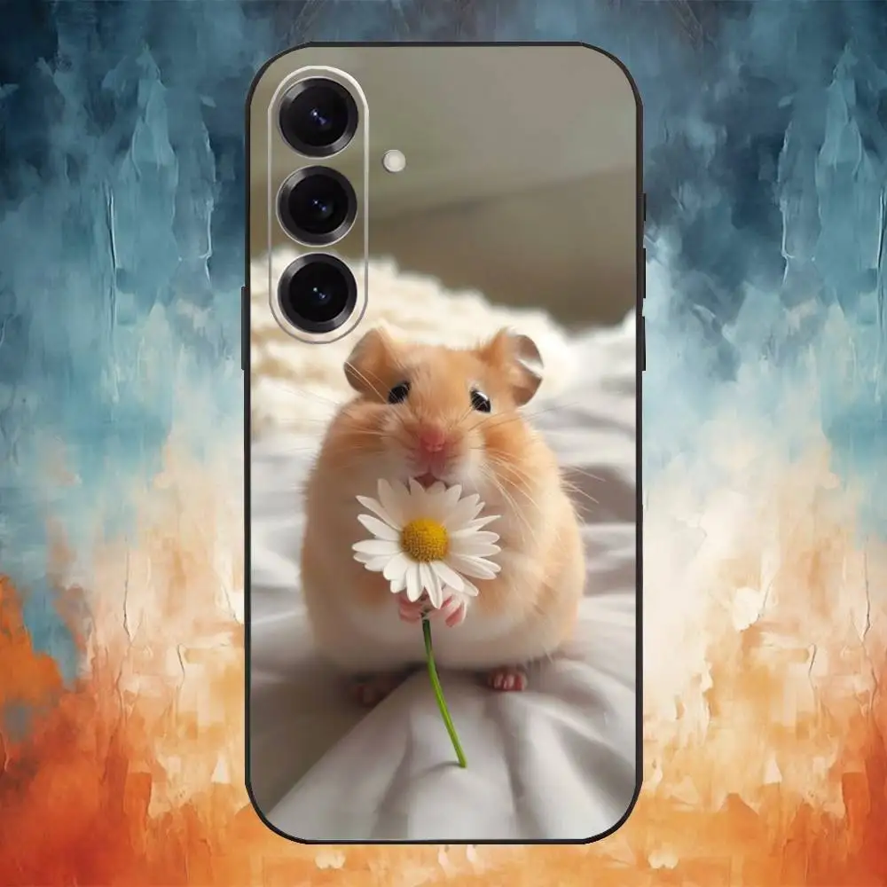 Niedliche tierische flauschige Hamster-Handyhülle für Samsung Galaxy A20,21s,22,31,32,52,53,72,73,80,91 weiche schwarze Hülle