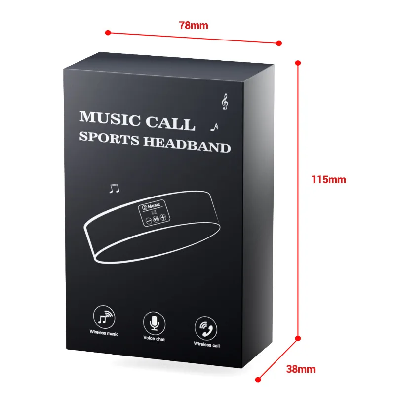 عصابة رأس ماصة للعرق قابلة لإعادة الشحن وقابلة للغسل، وشاح رأس رياضي لموسيقى بلوتوث لاسلكية