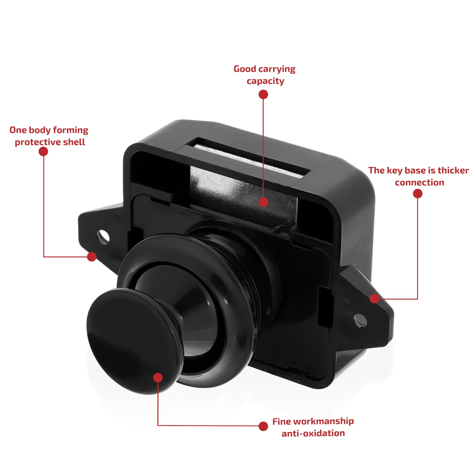 

5pcs Black Zinc Alloy Push Button Switch Locks for RV Cabinet Door Handle Latches Furniture Drawer Door Catch Bolt Stable Tongue