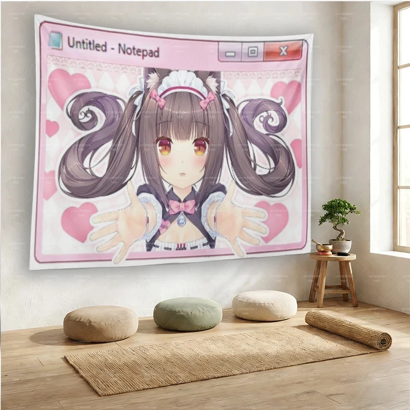 Cute Girl Anime Tapestry, With A Playful Cartoon Style, Is Suitable For Hanging In Dormitories Or Bedrooms For Decoration