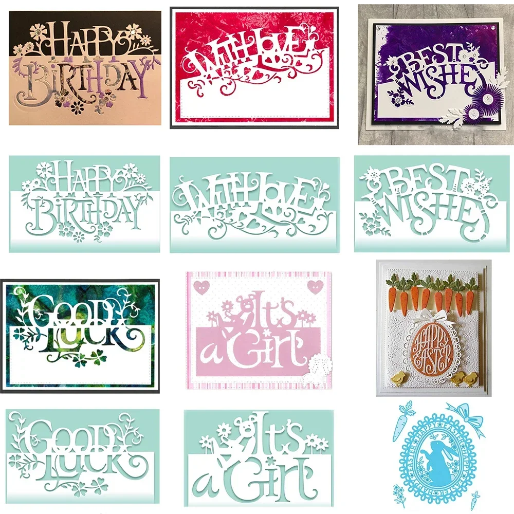 Alles Gute zum Geburtstag mit Liebe, viel Glück, Metall-Stanzformen, fröhliches Osterei, gestanzt für DIY-Scrapbooking, Karten, Basteln