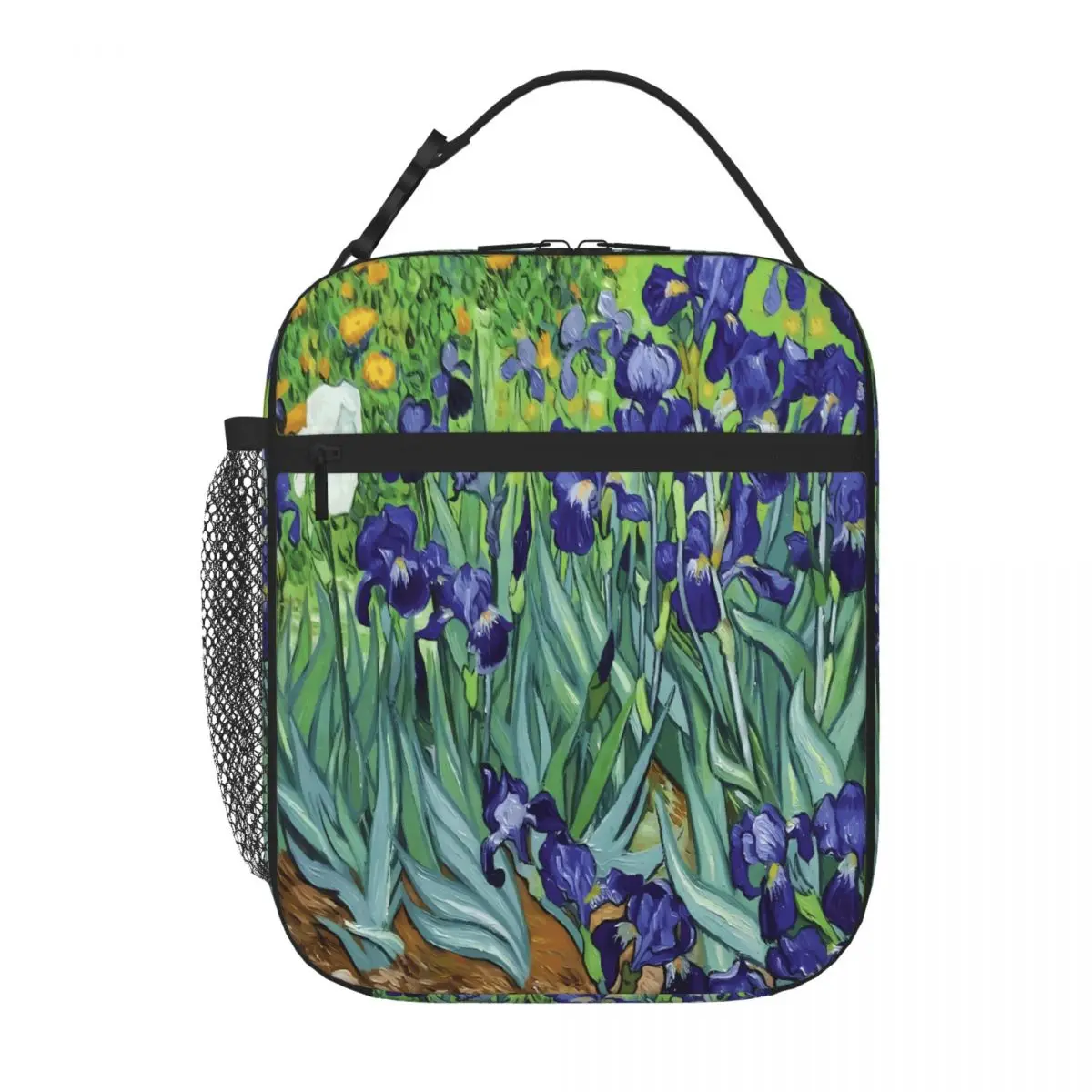 Bestselling Van Gogh - Irises Double Deck Carry Lunch Bag Cycling Trip Small Lunch Bag