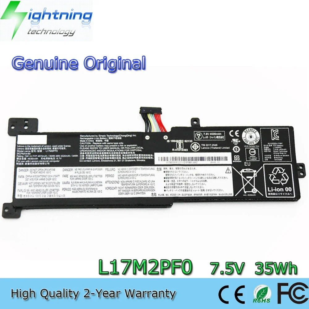 New Genuine Original L17M2PF0 7.6V 35Wh Laptop Battery for Lenovo IdeaPad 320-14ABR 320-15ABR 330-14IKB L17L2PF0