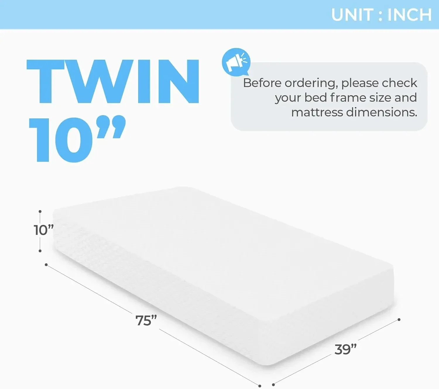 Matelas en mousse à mémoire de forme pour enfants et adultes, gel refroidissant, optimisme moyen, instituts de pression de sommeil frais, CertiPUR-US, ignorez Mattress-in-a-Box