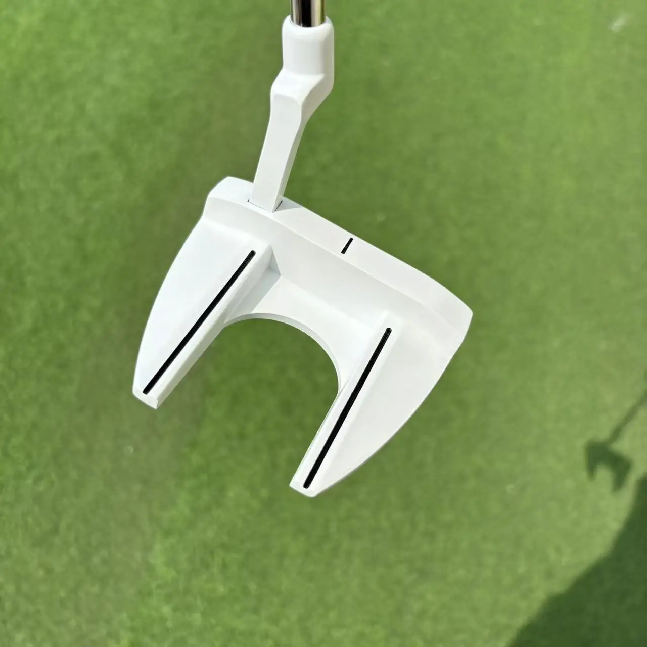 Golf Putter, Bull Horn Mallet, All White, Triple Aim Lines, Grid Textured Face, High MOI, Forgiving, Men Women