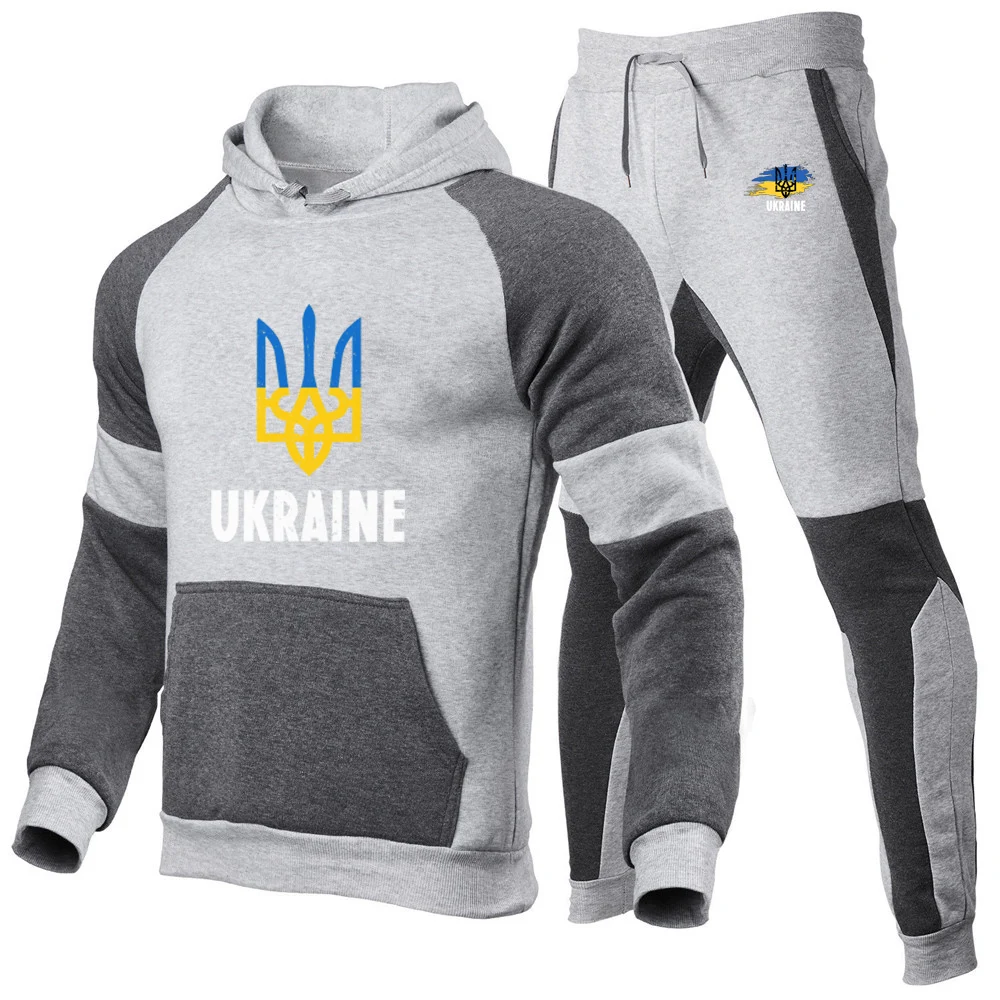 Ukraine Trident 2025 Spring And Autumn New Men's Sets Ukrainian Patriotic Graphic Casual Patchwork Hoodie+ Trouser Harajuku Suit