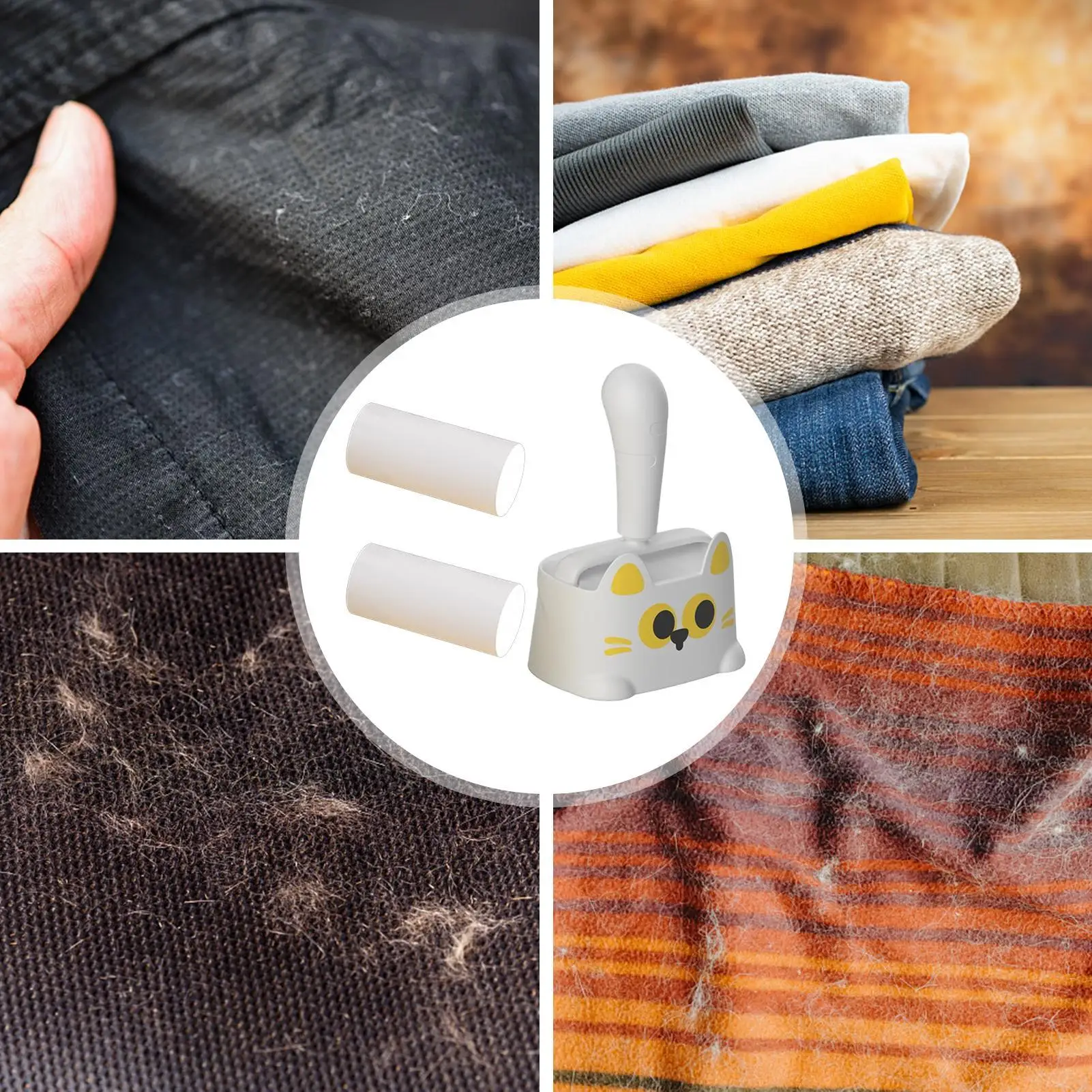 

Валик для ворса Многоразовые чистящие средства со стержнями Валики для ворса для шерсти домашних животных Очень липкие для кошек, собак, шерсти животных, дивана, ковра