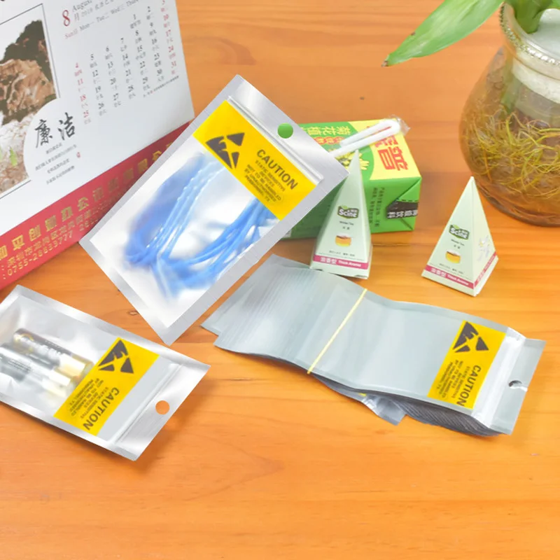 

3000Pcs/Lot Transparent Silver Ziplock Anti-Static Shielding Plastic Packaging Bag ESD Zipper Lock Battery Anti Static Bag
