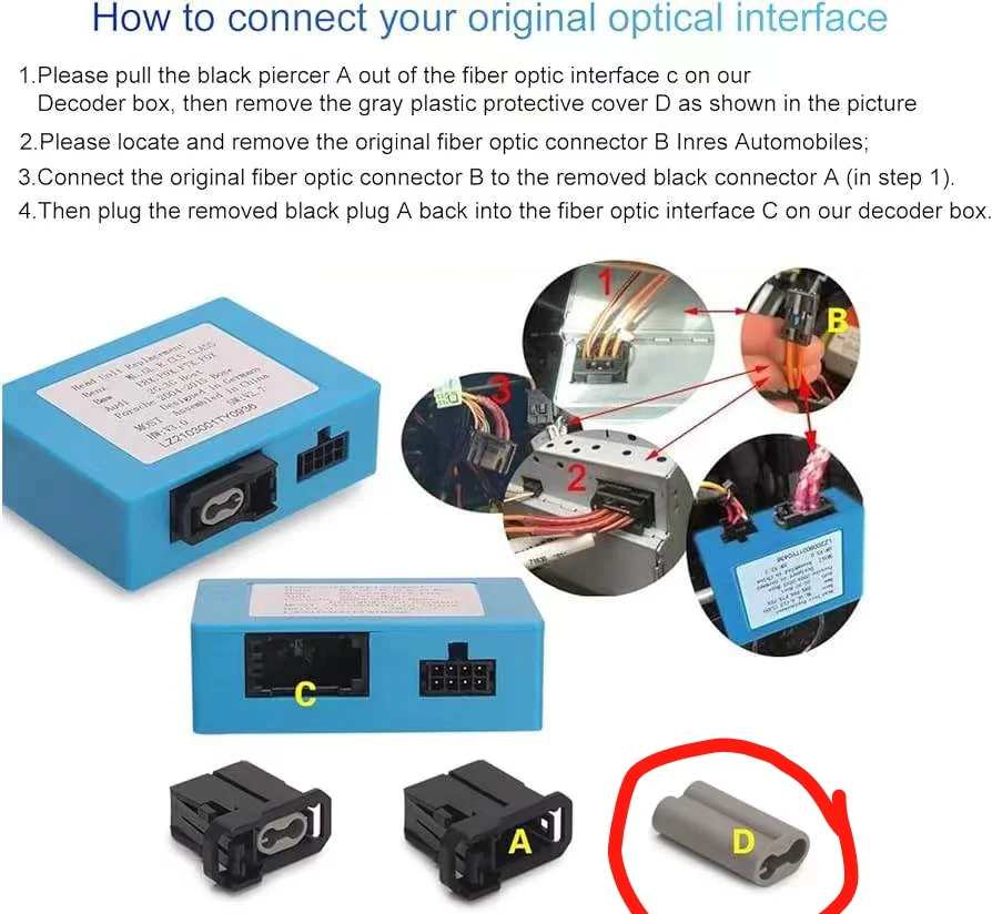 Car Radio Android Fibre Optic Decoder Box For Mercedes Benz ML/GL/R/S/CL/E/SL/C/CLK Series W203 W211 Porsche 911Cayenne BMW Audi