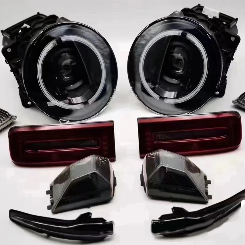 For 2019-2024 Mercedes G63 Headlights W463 W464 Black LED DRL With Rearview Mirror Light New Condition 8000k Color Temperature