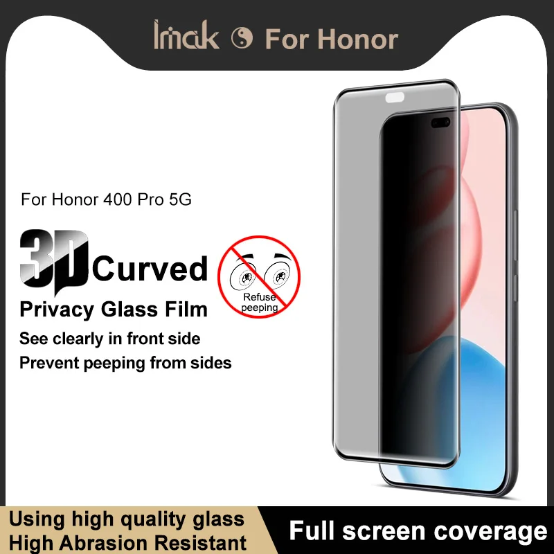 

IMAK Applicable To Honor 400 Pro 5G Overseas Version 3D Curved Anti-peeping Glass Film Full Screen Version/No Edge Version New