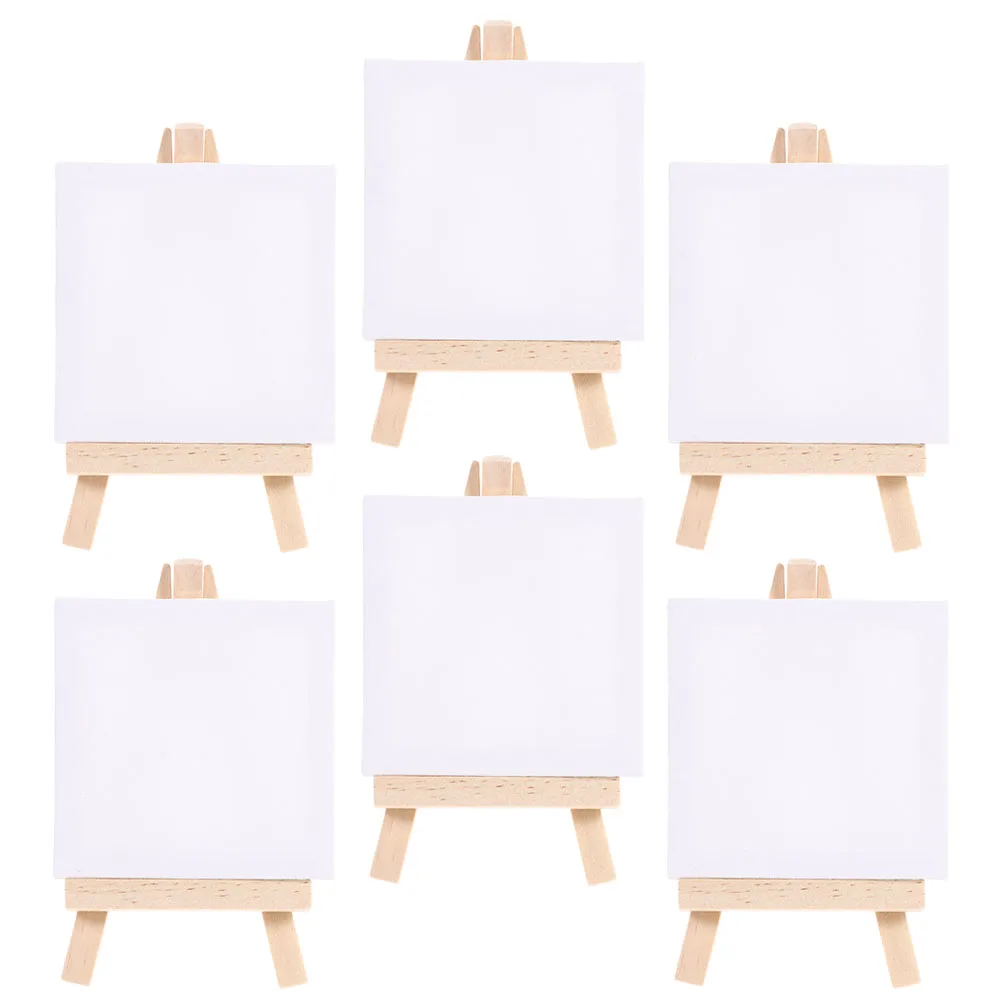 

6 Sets Mini Easel Oil Painting Tools 7x12 5 Inch Stands DIY Canvases Kids Art Stable Display Frame Triangle Structure Crafted