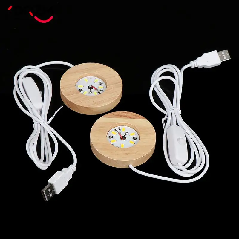 USB Wood Light Base Rechargeable Remote Control Wooden LED Light Rotating Display Stand Lamp Holder Lamp Base Art Ornament