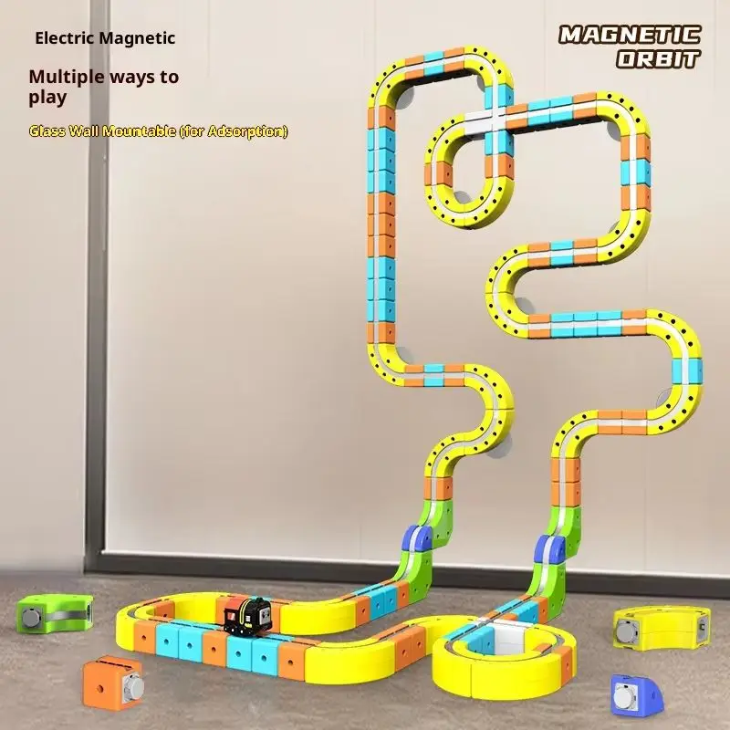 Conjunto de trem de construção magnética para crianças, brinquedos educativos STEM com fácil conexão, motor motorizado e veículos de jogo