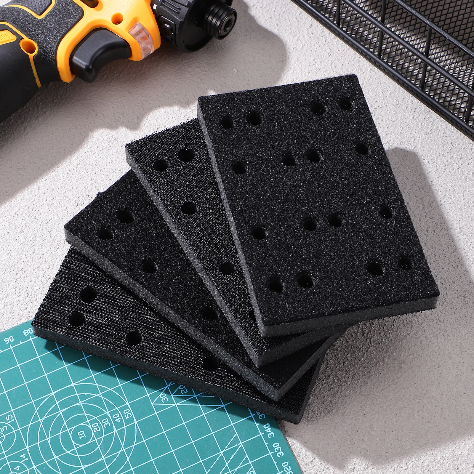 

4pcs Sponge Interface Pads Buffing Pads Hook Loop Buffer Backing Cushions Drill Sander Attachment Sanding Disc Pad Soft Density