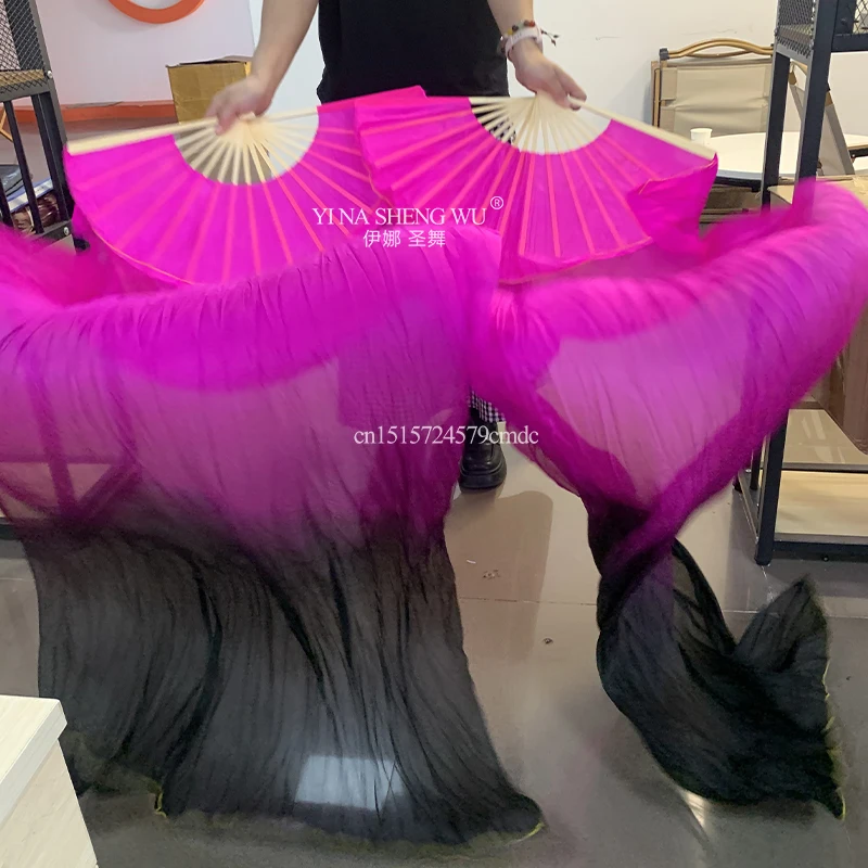 الرقص الشرقي مروحة حريرية عالية الجودة الصينية الحرير الرقص مروحة الرقص مرحلة الأداء الدعائم المشجعين مصبوغ يدويا مروحة التخصيص اللون #6