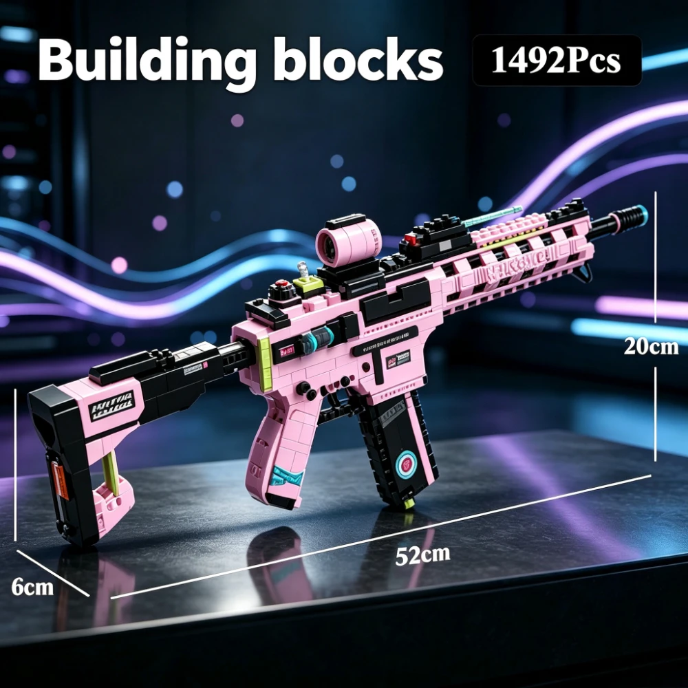 MP5 KSV  Submachine Gun Model Building Blocks DIY Assemble Micro Bricks Toy Collectible Desktop Decorative Ornament,