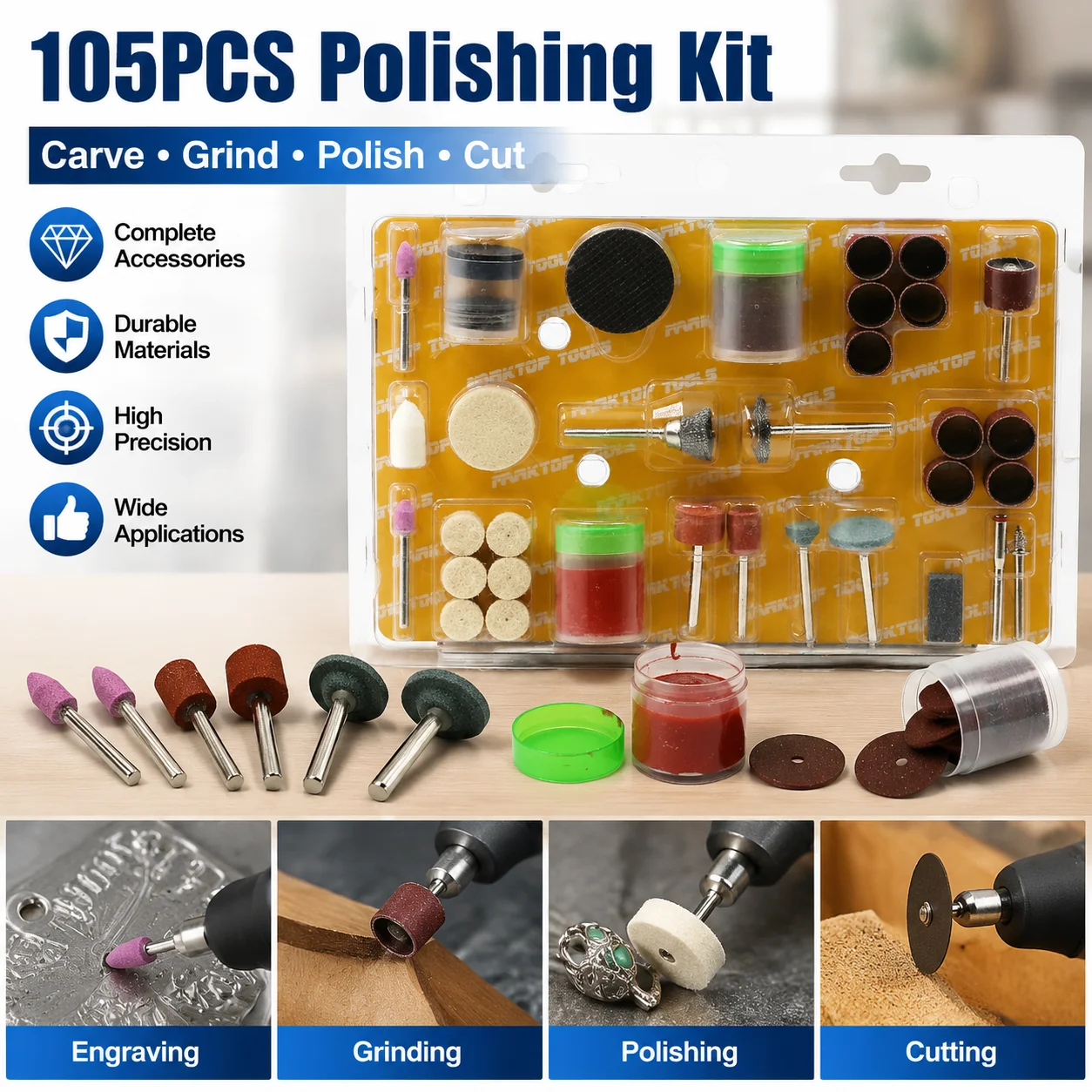 

105PCS Engraving Electric Rotary Tool Accessory Set Grinder Head For Dremel Sanding Grinding Polishing Cutting Bit Multi-Tool