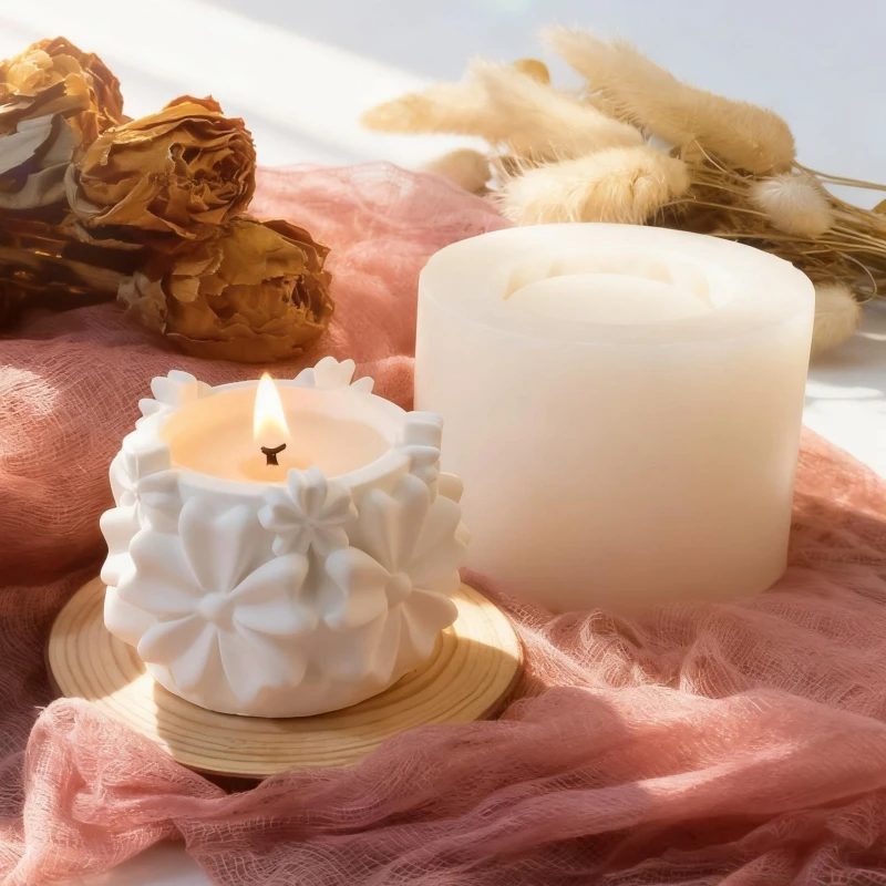 

Flower Shape Mini Flowerpot Plaster Storage Jar Silicone Molds Handmade Candle Cup Home Decoration Gypsum Mold