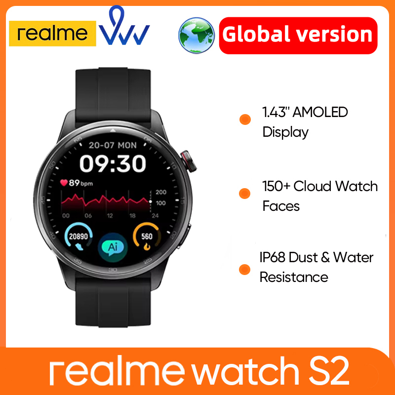  realme Watch S2 Smart Watch 20 Days Battery Life 1.43'' AMOLED Display Spuer AI Engine Smartwatch IP68 Waterproof Global Version 