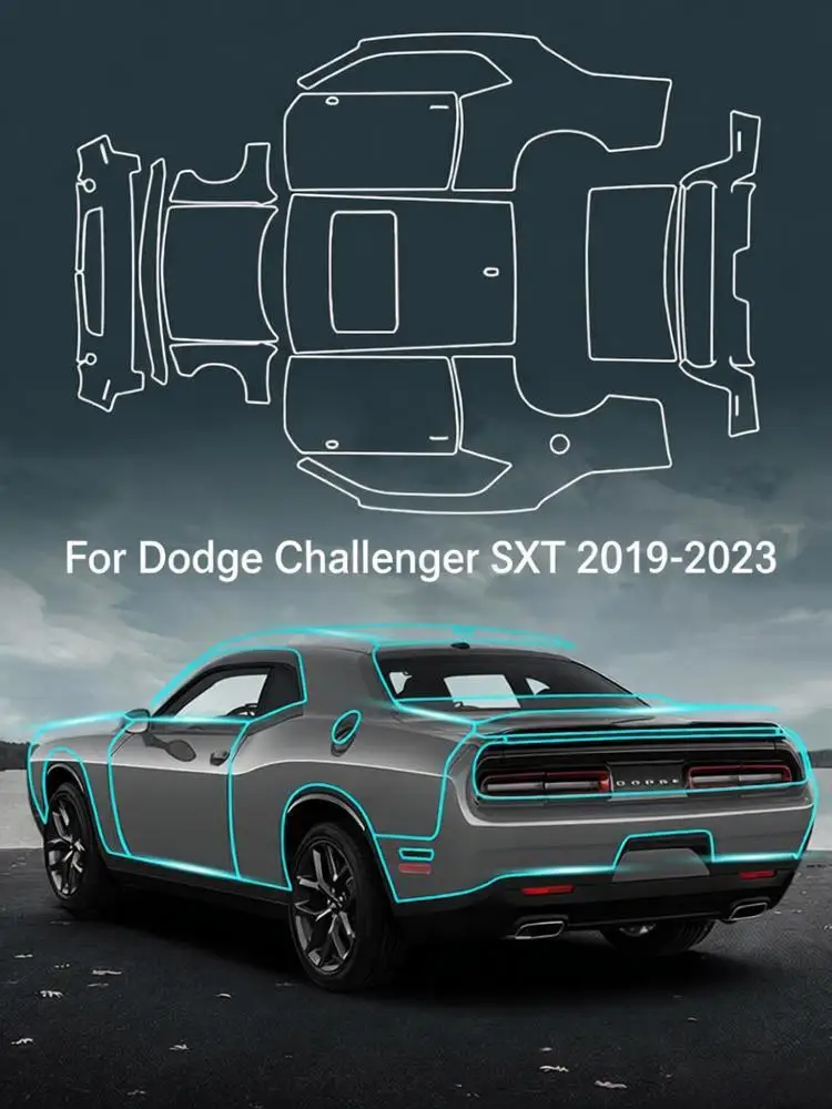 For Dodge Challenger SXT 2019-2023 TPU Bumper Hood Scratch-Resistant Self-Healing Paint Protection Film Invisible Pre-cut PPF Ki
