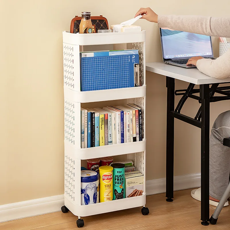 Storage Rack Movable Trolley Office Desk File Rack Home Snacks Sundry Storage Rack Study Room Magazine Book Organize Shelf