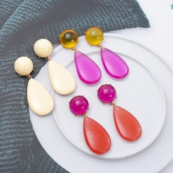 Transparency Resin Water Drop Women's Earrings Trend 2026 Classic Vintage Style Elegant Decoration Pendant Daily Wear Jewelry