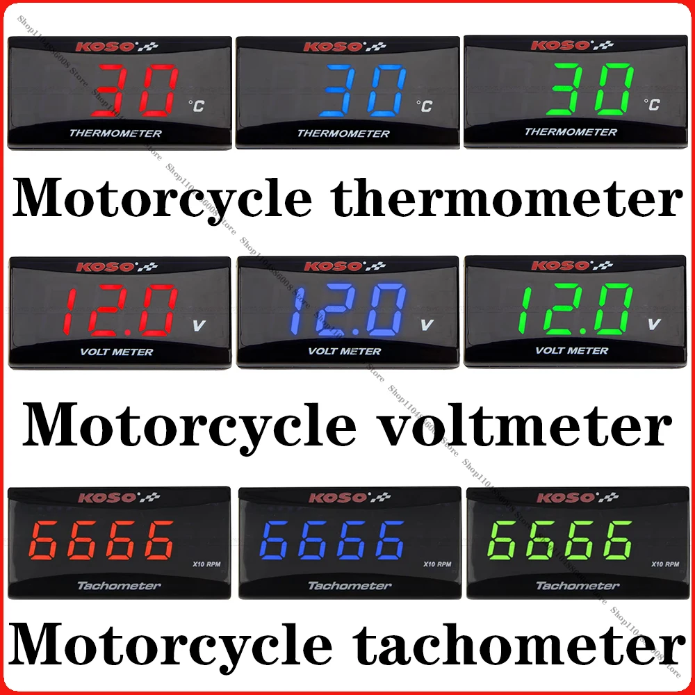 

KOSO Water Temperature Gauge Voltmeter Tachometer 4-in-1 Tachometer Motorcycle Instrument Modification Universal Sensor accessor