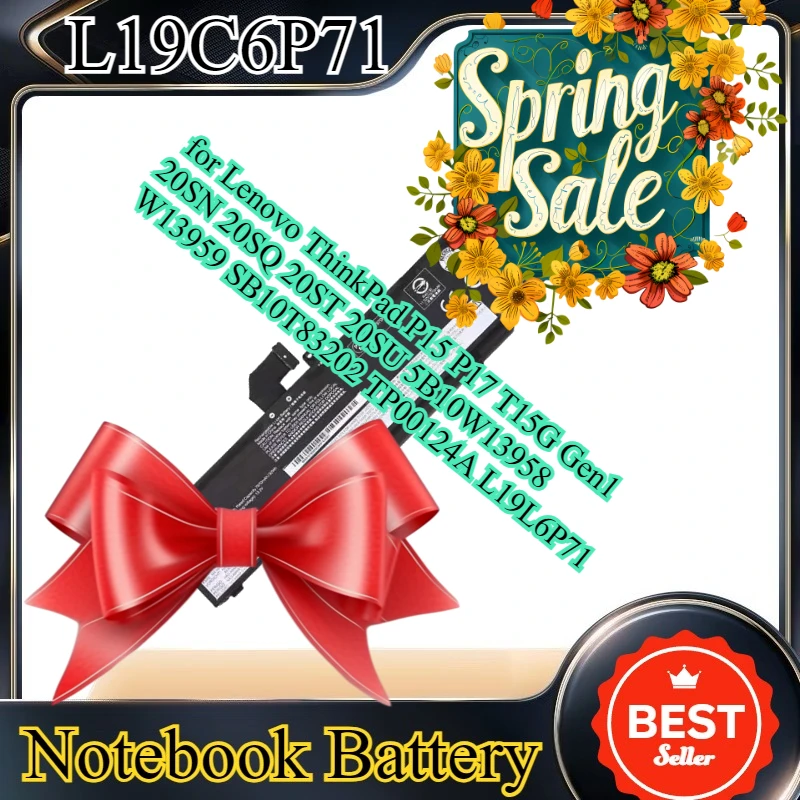 

L19C6P71 Laptop Battery for Lenovo ThinkPad P15 P17 T15G Gen1 20SN 20SQ 20ST 20SU 5B10W13958 W13959 SB10T83202 TP00124A L19L6P71