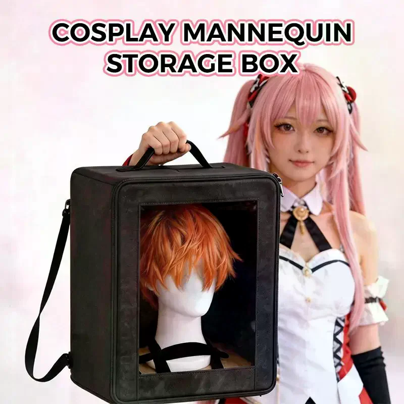 Perückenmodell-Box, multifunktional, faltbar, zum Aufhängen, Cosplay-Mannequin-Aufbewahrungstasche, großes Fassungsvermögen, verstellbarer Riemen, keine Verformung