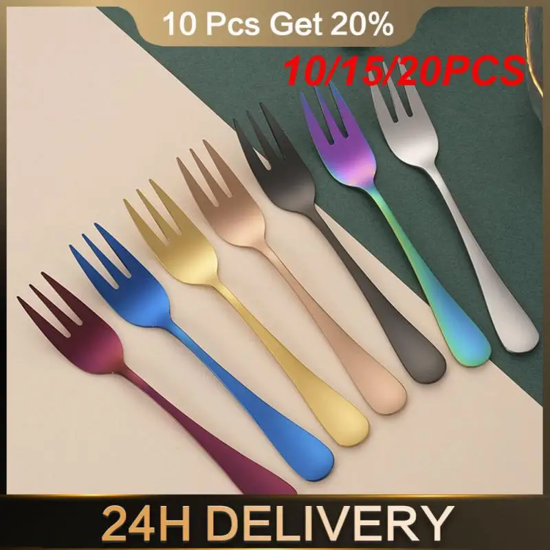 10/15/20PCS Dessert Fork Stainless Steel Portable Ice Cream Cake Tea Fork Tableware Tea Fork Salad Fork Kitchen Utensils