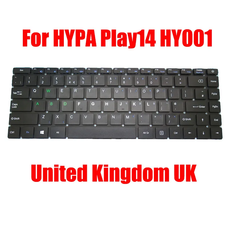 Replacement Laptop Keyboard For HYPA Play14 HY001 United Kingdom UK Black Without Backlit New