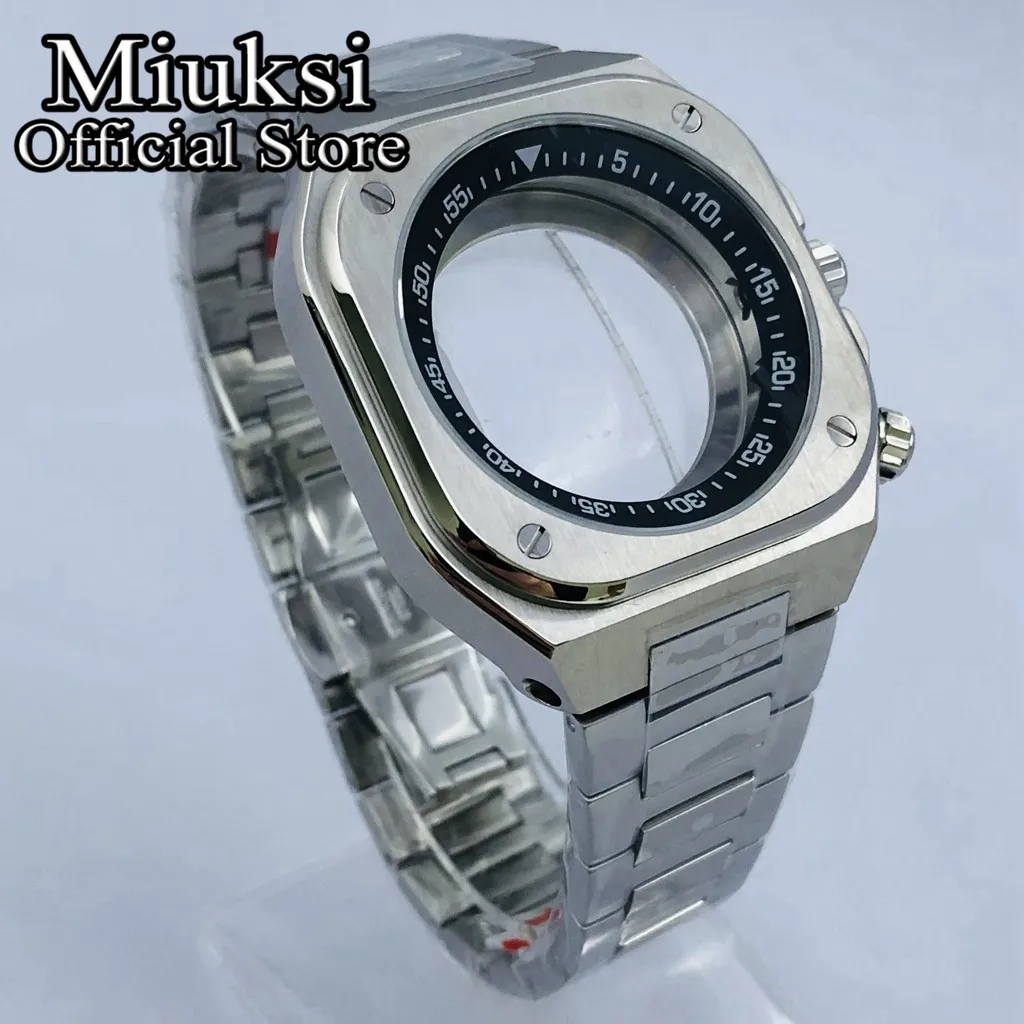 Miuksi 42mm silver stainless steel case sapphire glass fit NH35 NH36 movement