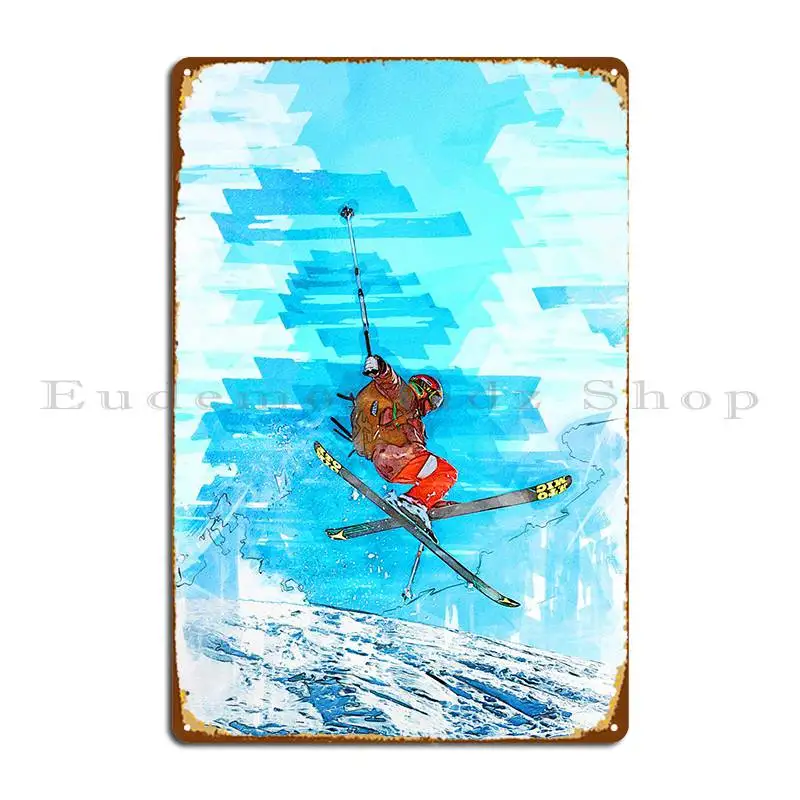 Cross Skier Jump Abstract Metal Plaque Club Party Garage Designing Designer Create Tin Sign Poster